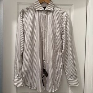 Boss Hugo Boss Tailored Striped Button Front Shirt Size 16.5